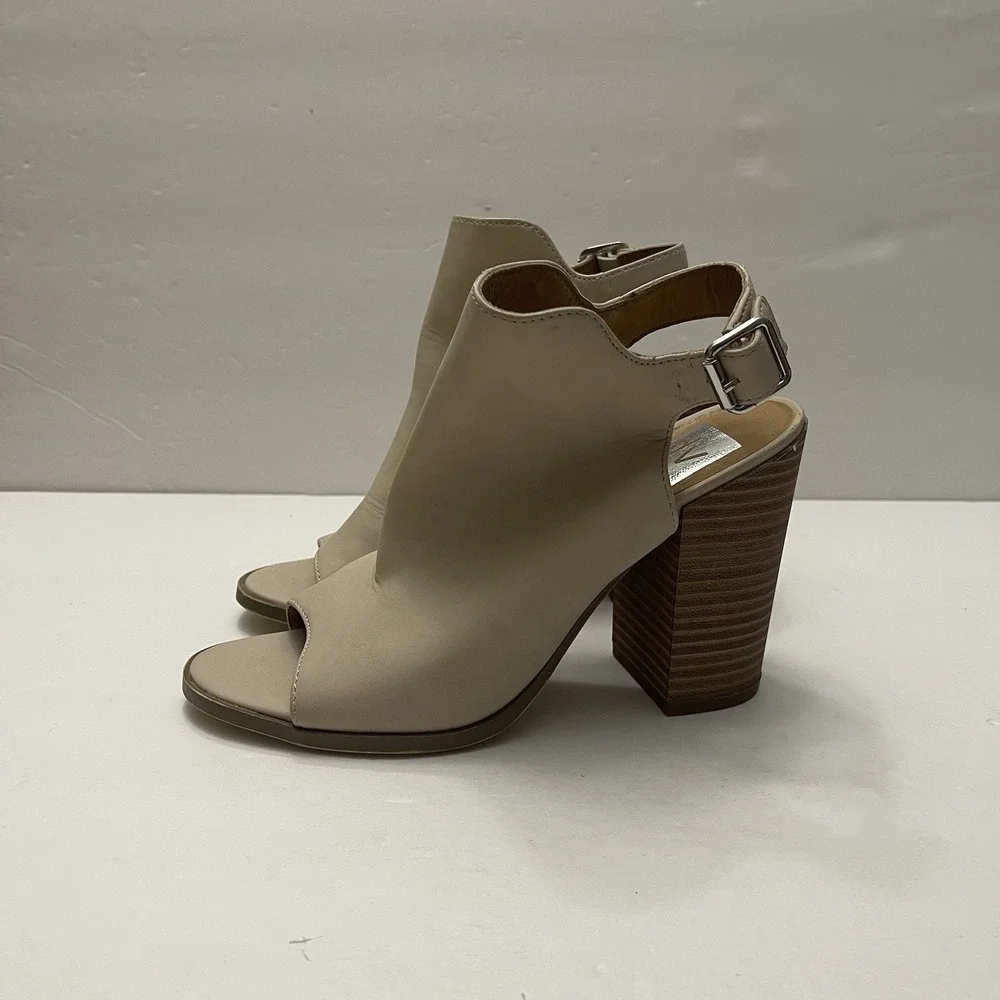 DV Dolce Vita‎ Women's 6.5 Birdie Taupe Ankle Boot Bootie Open Toe Chunky Heel